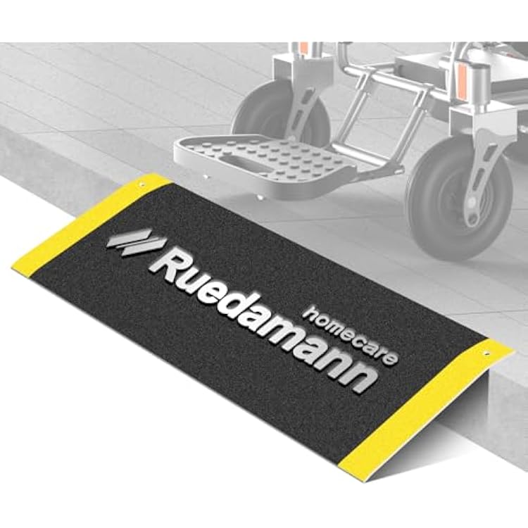 Ruedamann Threshold Ramp for Doorways, 32 W x 12 L, Anti-Slip Wheelchair Ramps for Home Steps, Sturdy Aluminum Handicap Ramps for Wheelchair, Scooter, Strollers, Cart, Walkers, Pets