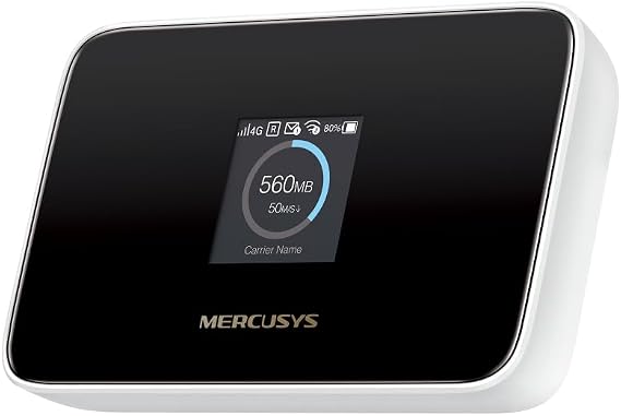 Mercusys MT115 | 4G LTE Mobil Wi-Fi 6 Taşınabilir Modem | 150 Mbps 4G Hızı | 2400 mAh Pil ile 10 Saat Kullanım | Bilgi Ekranlı | 10 Cihaz Desteği | SIM Girişli Cep Wi-Fi | Mercusys App Kontrol