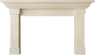 MANTELSDIRECT Unfinished 54 Inch x 39 Inch Wood Fireplace Mantel Surround Kit with Shelf and Trim | Fremont from Mantels Direct - Poplar Wooden Chimney Mantel Surround with Shelf