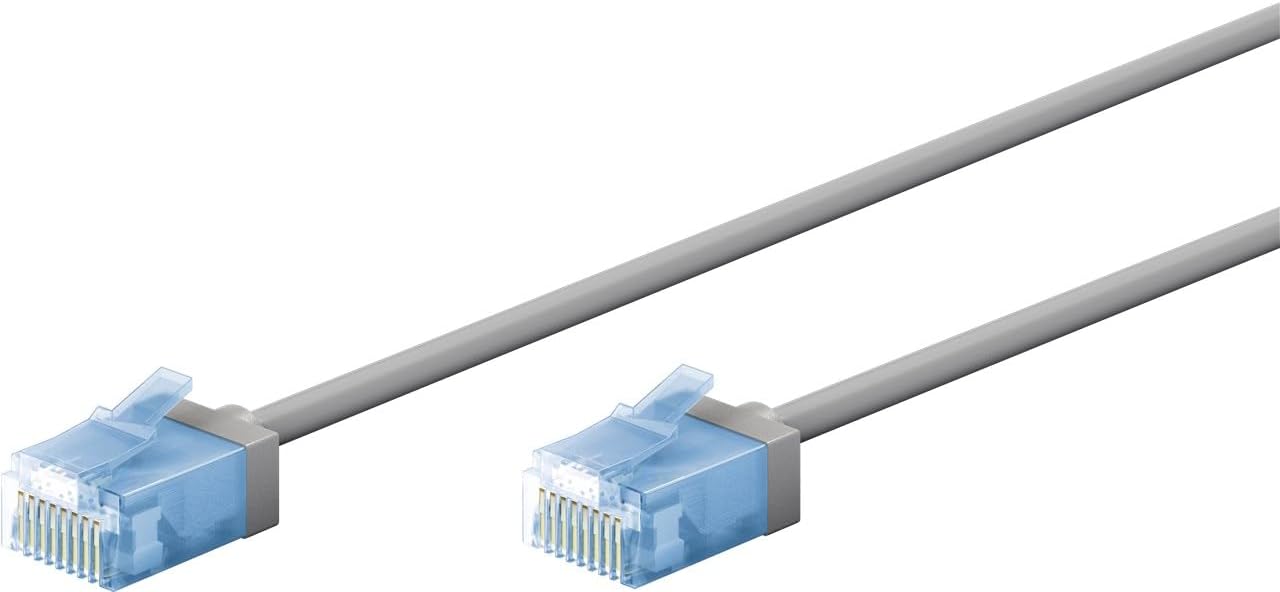 Goobay 74221 CAT 6A Patch Cable - Slim/Ultra Flexible RJ45 CAT 6A Network Cable / 10 Gbit/s LSZH, Kink Protection/Grey 0.5 m