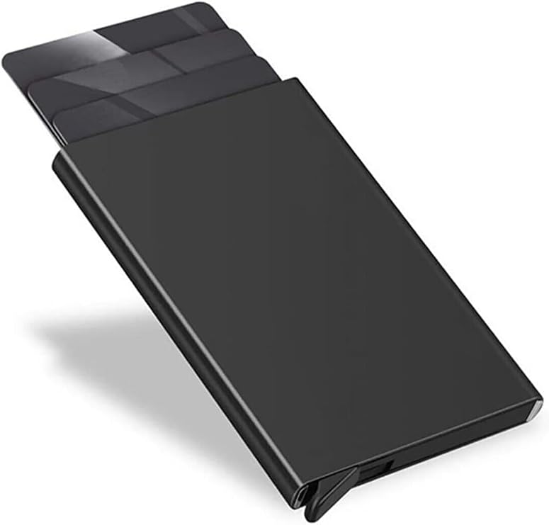 Otomatik Mekanizmalı Alüminyum Kredi Kartlık RFID Koruma Siyah
