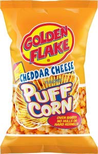 Golden Flake Puff Corn Cheddar Cheese, 6 oz Bags (Pack of 4)