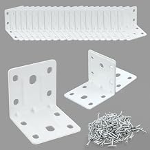 Alise 30PCS White L Brackets for Shelves, Heavy Duty Metal Shelf Brackets Corner Bracket, 90 Degree Joint Right Angle Bracket Small L Brackets for Wood Furniture Chair Drawer Cabinet (2X2 in)