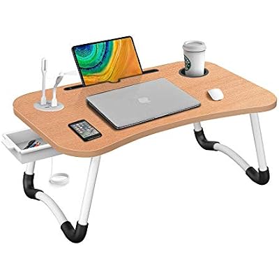 Laptop Bed Desk Large Portable Foldable Laptop Table Tray Stand for Bed with USB Charge PortCup HolderStorage Drawer for Working Writing Reading Eating Lapdesk On Low Sitting Floor