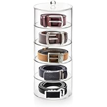 ZENFUN 5 Layers Acrylic Belt Organizer, Stackable Belt Storage Box Clear Display Case Vanity Organizer for Watch, Hair Accessories, Jewelry, Closet and Drawer, 2.6" H x 5.5" Dia