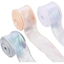 KISSITTY Iridescent Organza Ribbon Sheer Easter Craft Decorative Ribbon for Flowers Floral Bouquets Garlands Wedding Gift Wrapping Hair Bows Decors Ornaments