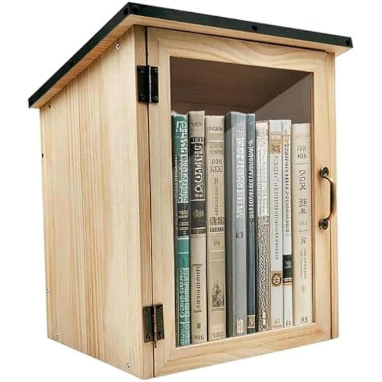 BURMONG Waterproof Outdoor Library Book Box - Little Library Box Outdoor, Little Wood Cabinet for Community Book Sharing, Holds Books, Art, Literature & Newspapers for Neighborhoods, Schools