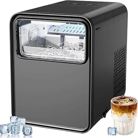 Ice Maker Machine, Countertop Ice Machine 130W, Self-Cleaning, 12kg/24h Ice Production, 1.5L Water Tank for Home, Kitchen, Office, Bar