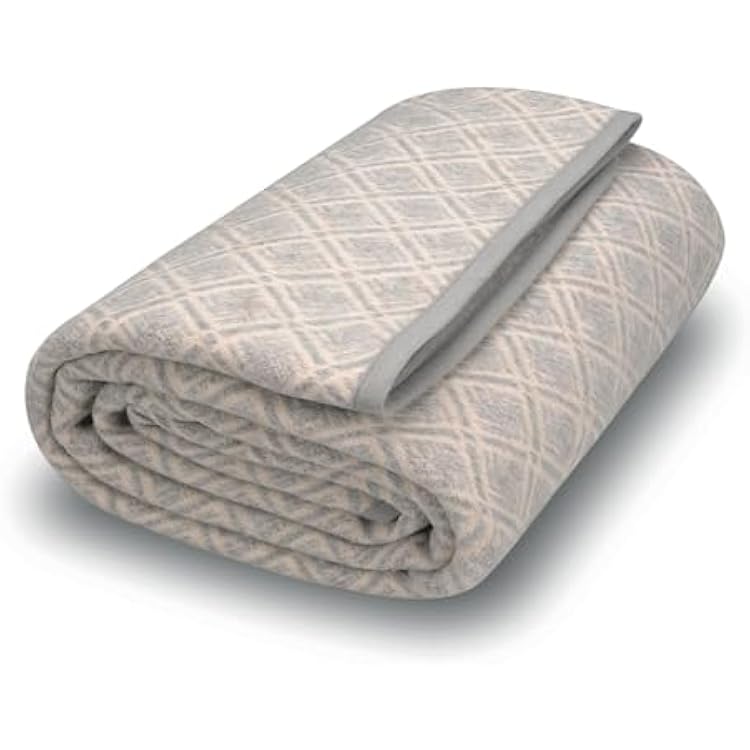 ACUSHLA Merino Wool Blanket - Soft Warm Thick Washable Large Bed Couch Camping Outdoor Travel Throw Blanket All Weather, Plaid Grey 79X63