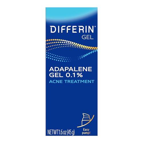 Differin Acne Treatment Gel, 90 Day Supply, Retinoid Treatment For Face With 0.1% Adapalene, Gentle Skin Care For Acne Prone Sensitive Skin, 45g Pump Packaging May Vary