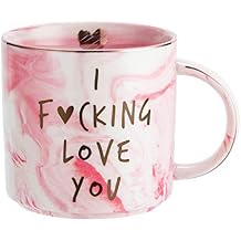 Hendson Girlfriend Anniversary, Birthday, Romantic Gift - I Love You - Cute Couple Gifts Ideas for Girlfriend, Wife, Fiance, Mom, Her, Couples - Pink Marble Mug, Ceramic 11.5oz Coffee Cup
