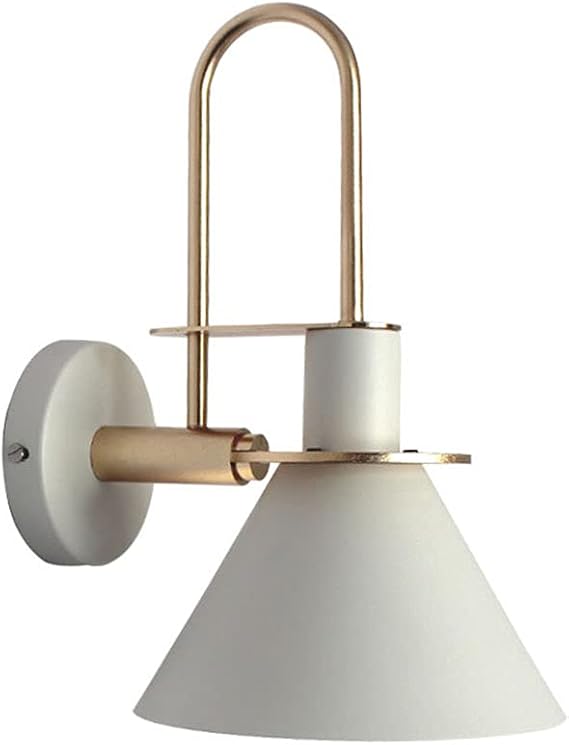 LITFAD Metal Gooseneck Wall Lighting Ideas Macaron 1 Bulb White Wall Lamp with Cone Shade Modern LED Wall Sconce Bedside Lamp for Studio Bedroom Hotel Restaurant Bar