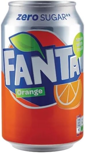 Fanta Zero Orange Cans - 330ml (Case 24) | Supplies hospitality venues and staff canteens efficiently, offering a refreshing, calorie-conscious beverage option.