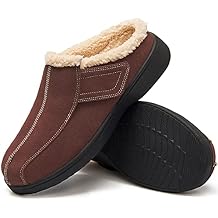 Men's Suede Leather House Slippers Arch Support Non Slip (Size:US 8-US 14.5)