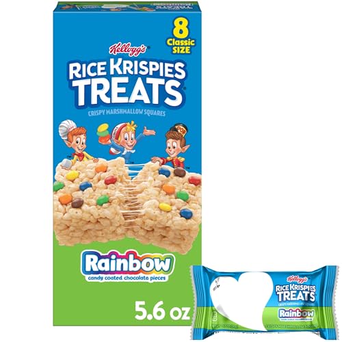 Rice Krispies Treats Marshmallow Snack Bars, Kids Snacks, Rainbow, 5.6oz Box 8 Bars