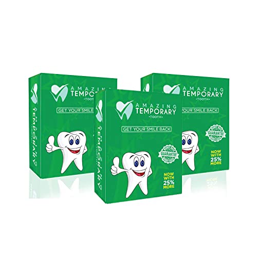 3 Pack Amazing Temporary Tooth Replacement Kit, Temp Missing Teeth Repair, Available in Natural or Bright Shade Bright Shade
