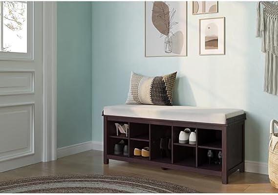 John Louis Home Wood 10 Cube Shoe Storage Bench (Espresso)