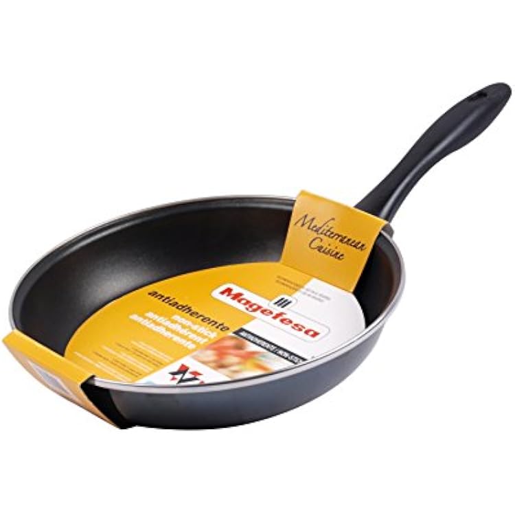 Magefesa Megafesa Glass Frying Pan 26 cm Vitrified Steel Exterior Black Glass. Non-Stick Bilayer Reinforced, Suitable for All Types of Cookers, Special Induction. 50% Energy Saving.