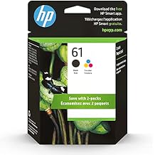 HP 61 Black/Tri-Color Ink Cartridges (2-Pack) | Works with DeskJet 1000, 1510, 2050, 2510, 3000, 3510; Envy 4500, 5530; OfficeJet 2620, 4630 | Eligible for Instant Ink | CR259FN