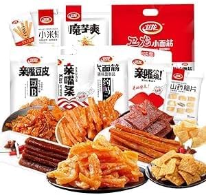 Wei Long Latiao snack gift package,A variety of spicy strips,spicy big gluten,spicy and spicy casual snacks,Delicious Chinese Snacks,convenience food (300g（About 22 packets）)