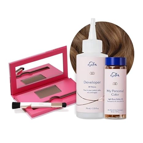 eSalon Light Brown Golden Personal Colorist Kit Hair Color Bundle with Light Brunette Conceal & Cover Root Touch Up Powder