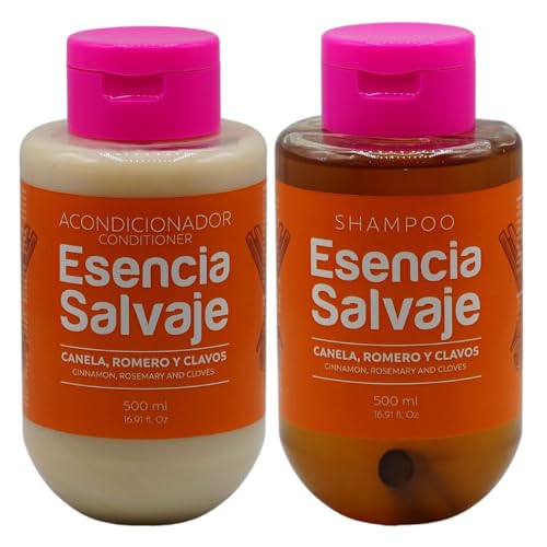 RUUFE Esencia Salvaje Shampoo and Conditioner 2 Pack - With Natural Cinnamon, Rosemary, and Cloves Extracts - Helps clean deeply, stimulates hair growth, and vigorizes the hair strand. 10.1 Fl Oz each