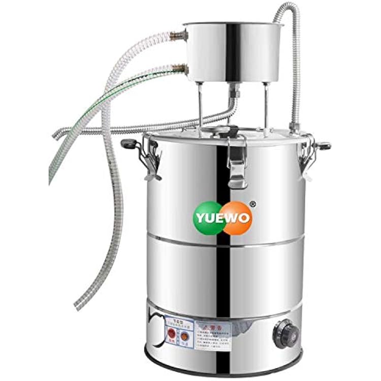 YUEWO 110V Electric Heating Automatic Alcohol Still Water Distiller Whiskey Barrel Wine Making Kit for Home Countertop for DIY Vodka Alcohol Distilled Water