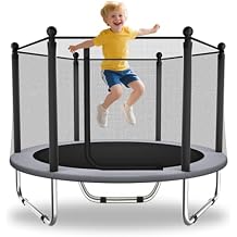 EL&ITWings 60 inch/5FT Trampoline for Kids with Net, Indoor Outdoor Toddler Trampoline with Safety Enclosure, Toddler Baby Small Round Trampolines Birthday Gifts for Kids, Age 1-8