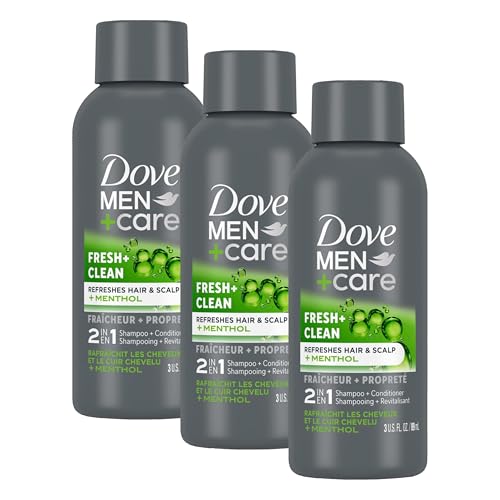 Dove MenCare Fortifying 2 in 1 Shampoo and Conditioner Fresh and Clean with Caffeine for Normal to Oily Hair Helps Strengthen Thinning Hair 3 oz Pack of 3