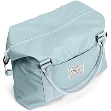 BJLFS Duffel Bag, Light Blue Nylon, 60L, Water-Resistant, Adjustable Strap, Overnight Travel, Workout, Sports Activities, Fits 15.6 Inch Laptop