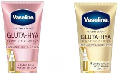 Vaseline Gluta Hya Serum Effective Lotion Revitalizing Brightness 200 ml and Vaseline Gluta Hya Serum Effective UV Lotion Anti-Blemish and Brightening 200 ml
