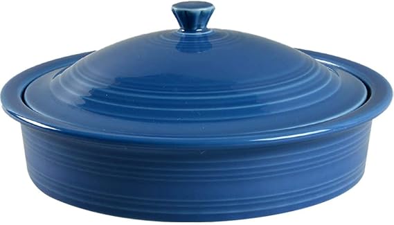 Fiesta Covered Casserole, Small (1.4 Quart) Durable Ceramic, Lead-Free, Dishwasher/Microwave/Oven Safe Made in USA Dinnerware - Lapis
