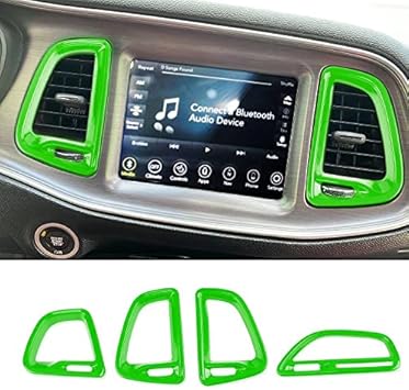 Center Console Air Condition Outlet Vent Trim Interior Accessories Fit for Dodge Challenger 2015-2021 4 PCS Green