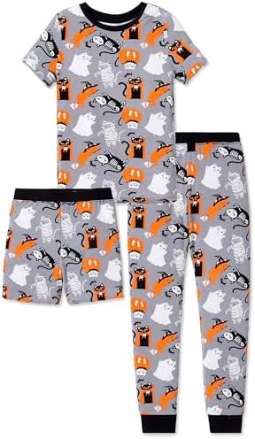 PATPAT Bamboo Viscose Pajamas Sets for Boys Girls Kids Toddler, 3 Pack Shorts & Pants Sleepers, Ultra-soft Snug Fit Pjs 2-12Y