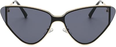 Luxury Metal Punk Cat Eye Sunglasses Women Men Designer One Piece Brown Sun Glasses Lady Trendy Gold Black Eyewear N45
