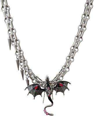 Dragon Choker Necklace For Women Black Purple Silver Stainless Steel Cubic Zirconia Leather Punk Gothic Cool Flying Dragon Pendant Necklace Adjustable Chain Jewelry For Her