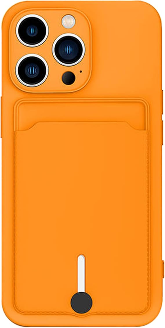 for iPhone 11 Pro Phone Case with Card Holder [Slim + Protective] Silicone Phone Case iPhone 11 Pro Wallet Case for Women Men (Orange)