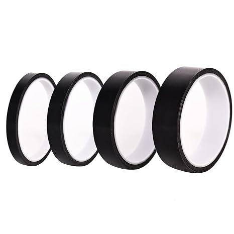 High Temperature Adhesive Tape 4 Rolls Heat Resistant PTFE Fiberglass Tape 10mm/15mm/20mm/25mm (0.39"/0.59"/0.79"/0.98") Width, 10m /33ft Length, Black