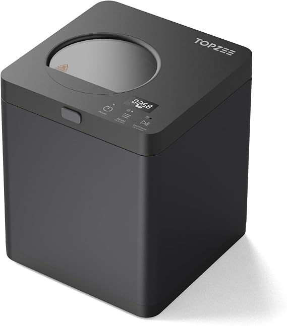 TOPZEE Electric Compost Bin for Kitchen - 3L Countertop Composter with Odorless Auto-Cleaning, Turns Food Waste to Fertilizer in 4 Hours, for Indoor Home Use, Black