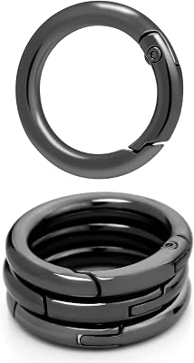 10Pack Metal Spring O Rings Clip Keychain, Round Carabiner Clips Keyrings Snap Hook Buckle, Purse Shoulder Bag Chain Rings