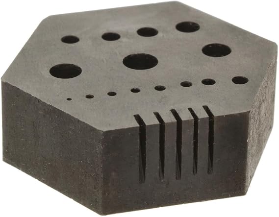 The Beadsmith Hex Anvil 2 Hexagonal Steel Base Includes 15 Holes 3/64 x 1/4 (1.2mm-6.4mm) and 5 Slots Used for Riveting, Drilling & Staking Professional Metalsmithing & Jewelers Tool