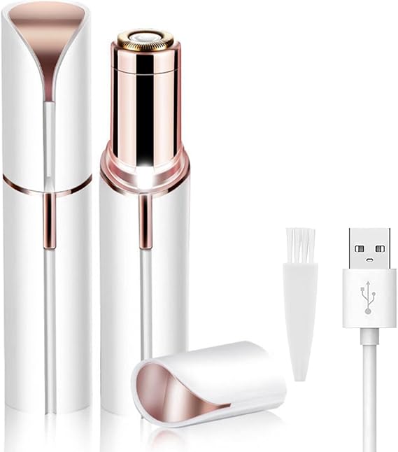 LAIKME Facial Hair Removal for Women, Mini Hair Remover, Electric Razor Shaver Portable Bikini Epilator for Lips, Chin, Armpit, Peach Fuzz, Fingers, Neck, Cheek and USB Rechargeable (White)