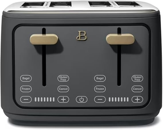 Four-slot Digital Touch Display Toaster with LED Countdown Extra Wide Self-Adjusting Slots Powerful Even Toasting (Oyster Gray)