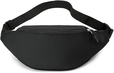 Nylon Crescent Crossbody Bag for Women Men, Small Travel Sling Bag Lightweight Fanny Pack Chest Bag Waist Bag Black