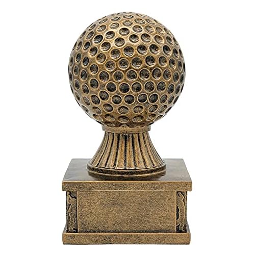 Decade Awards Golf Action Pedestal Trophy 6 Inch Tall | Golf Ball Award | Celebrate Every Swing, Drive and Victory on The Green - Engraved Plate on Request