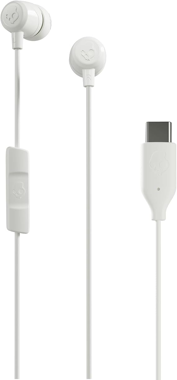 Skullcandy Jib USB-C Bone | 有線接続、インイヤーフィット、インラインマイク通話、iPhone Android用トラックコントロール、イヤージェルサイズのカスタムフィット。