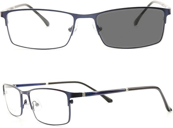 Transition Sunglasses Men's Sun Photochromic Lens Metal Full Frame Reading Glasses