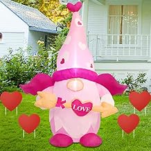 Juegoal Valentine Inflatable Cupid Gnome, Lighted Blow Up Pink Swedish Gnomes with Arrow, Indoor Outdoor Valentines Wedding Xmas Decor, Built in LED Light Up Holiday Lawn Yard Garden Decorations