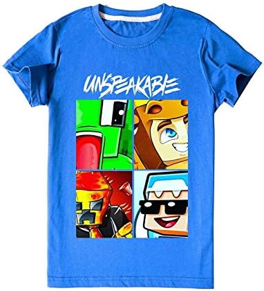 Unspeakable Shirt Boys Girls 3D Printed Cartoon Crew Neck T-Shirts Short Sleeve Tops Tees for Kids Youth Style 1-Blue,5-6Y