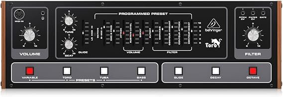 Behringer TORO Classic Analog Bass Synthesizer with 2 VCOs, Ladder Filter and Presets in Eurorack format